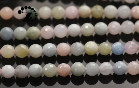 Morganite, Faceted (128 Faces) Round,candy Color Morganite,rainbow Gemstone,natural,jewelry Making,6mm 8mm 10mm For Choice,15" Full Strand