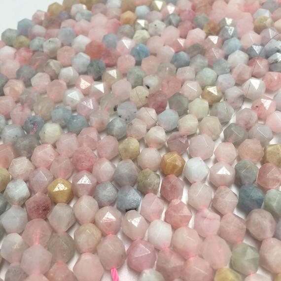 Pink Morganite Faceted Star Cut Beads Size 8mm 15.5" Strand