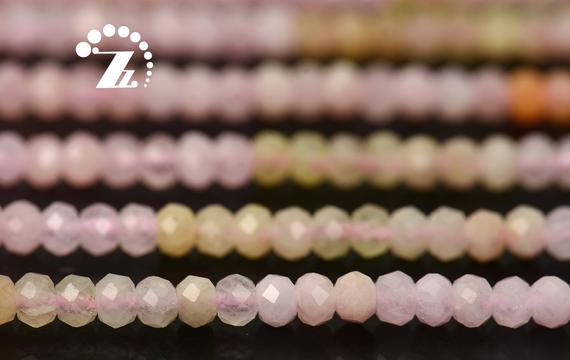 Morganite Faceted Rondelle Space Beads,graduated Color Morganite,rainbow Gemstone,natural,diy Beads,jewelry Making,2x3mm,15" Full Strand