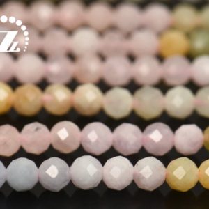 Shop Morganite Faceted Beads! Morganite faceted round beads,Graduated Color Morganite,Rainbow gemstone,natural,diy beads,jewelry making,4mm,15" full strand | Natural genuine faceted Morganite beads for beading and jewelry making.  #jewelry #beads #beadedjewelry #diyjewelry #jewelrymaking #beadstore #beading #affiliate #ad