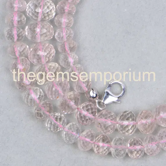 Morganite Faceted Rondelle Necklace, 5.25-9.25mm Morganite Faceted Beads, Morganite Rondelle Beads, Morganite Beads, Morganite Rondelle