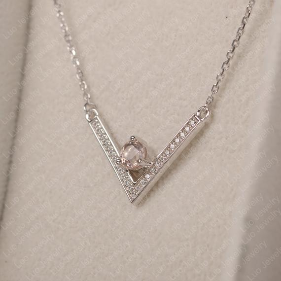 Morganite Pendant ,natural Gemstone Necklaces, Round Cut, Sterling Silver Vintage Gemstone Pendant