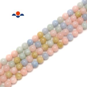 Shop Morganite Beads! 2.0mm Hole Natural Morganite Smooth Round Beads Size 8mm 10mm 15.5" Strand | Natural genuine beads Morganite beads for beading and jewelry making.  #jewelry #beads #beadedjewelry #diyjewelry #jewelrymaking #beadstore #beading #affiliate #ad