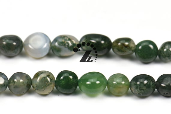 Moss Agate ,15" Full Strand Natural Moss Agate Beads,pebble Nugget Beads,beautiful Beads, 5-8mm