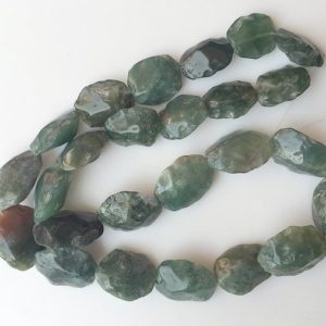 Shop Moss Agate Chip & Nugget Beads! Moss Agate Beads, Natural Hammered Rough Agate Gemstone Beads, 20-22mm Approx, 20 Inch Strand, SKU-Rg22 | Natural genuine chip Moss Agate beads for beading and jewelry making.  #jewelry #beads #beadedjewelry #diyjewelry #jewelrymaking #beadstore #beading #affiliate #ad