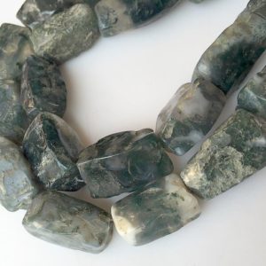 Shop Moss Agate Chip & Nugget Beads! Raw Moss Agate Beads, Natural Hammered Rough Agate Gemstone Beads, 20mm Approx, 20 Inch Strand, SKU-Rg20 | Natural genuine chip Moss Agate beads for beading and jewelry making.  #jewelry #beads #beadedjewelry #diyjewelry #jewelrymaking #beadstore #beading #affiliate #ad