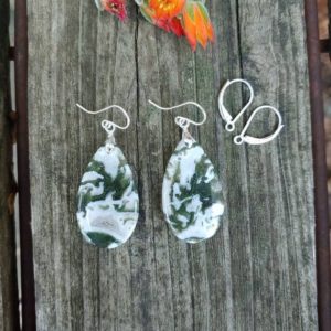 Shop Moss Agate Earrings! Silver moss agate earrings.  Unique green earrings | Natural genuine Moss Agate earrings. Buy crystal jewelry, handmade handcrafted artisan jewelry for women.  Unique handmade gift ideas. #jewelry #beadedearrings #beadedjewelry #gift #shopping #handmadejewelry #fashion #style #product #earrings #affiliate #ad