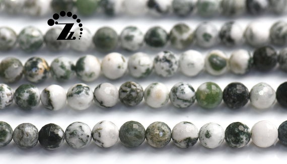 Moss Agate Beads,faceted (128 Faces) Round  Beads,agate Beads,natural,gemstoen,diy Beads,6mm 8mm 10mm For Choice,15" Full Strand