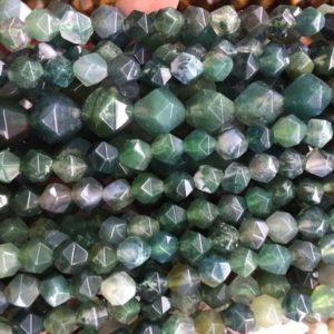 Shop Moss Agate Faceted Beads! natural moss agate faceted diamond cut beads – dark green agate beads – faceted gemstone beads for jewelry making – jewelry supplies | Natural genuine faceted Moss Agate beads for beading and jewelry making.  #jewelry #beads #beadedjewelry #diyjewelry #jewelrymaking #beadstore #beading #affiliate #ad