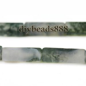Moss agate,15 inch full strand Grade AB Moss agate matte tube beads,column beads,cylinder beads,frosted beads,4x13mm | Natural genuine other-shape Gemstone beads for beading and jewelry making.  #jewelry #beads #beadedjewelry #diyjewelry #jewelrymaking #beadstore #beading #affiliate #ad