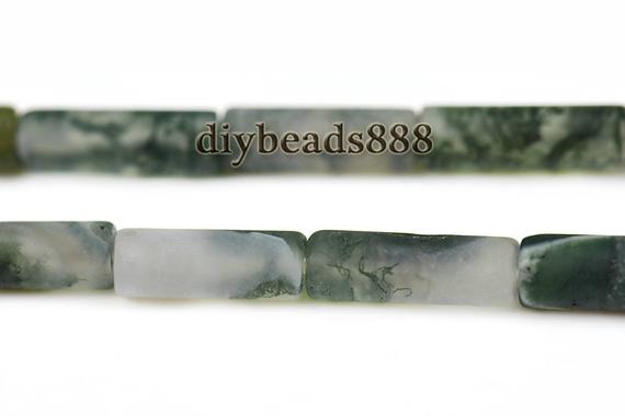 Moss Agate,15 Inch Full Strand Grade Ab Moss Agate Matte Tube Beads,column Beads,cylinder Beads,frosted Beads,4x13mm