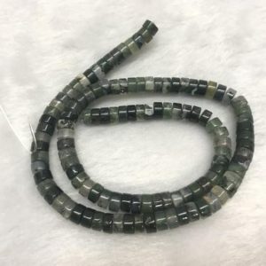 Shop Moss Agate Bead Shapes! Natural Moss Agate 3x6mm Heishi Genuine Gemstome Loose Beads 15 inch Jewelry Supply Bracelet Necklace Material Support Wholesale | Natural genuine other-shape Moss Agate beads for beading and jewelry making.  #jewelry #beads #beadedjewelry #diyjewelry #jewelrymaking #beadstore #beading #affiliate #ad