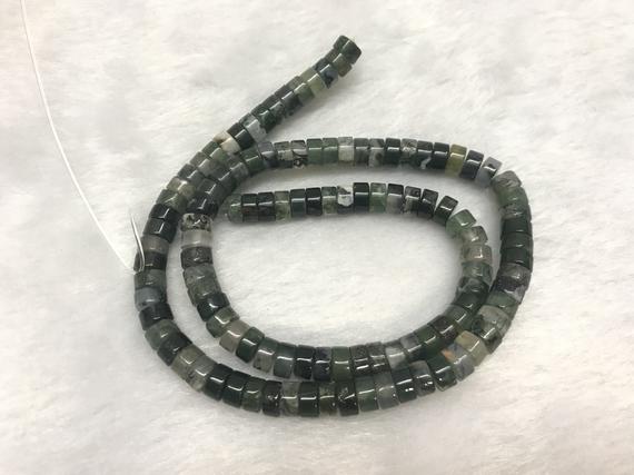 Natural Moss Agate 3x6mm Heishi Genuine Gemstome Loose Beads 15 Inch Jewelry Supply Bracelet Necklace Material Support Wholesale