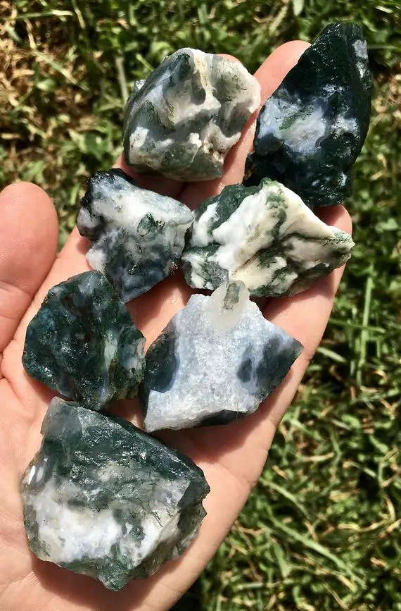 Raw Moss Agate Stone - Raw Stones - Raw Moss Agate Crystal - Healing Crystals And Stones - Moss Agate Stone - Rough Moss Agate Crystal