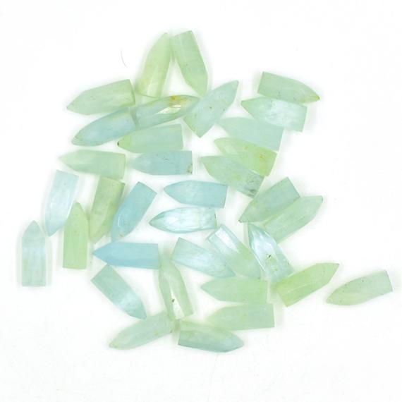 Aquamarine Pencil Points Gemstone Small Healing Crystal Wands Mini Tower Crystal Points Drill Beads Pendant For Jewelry Making Price Per Set