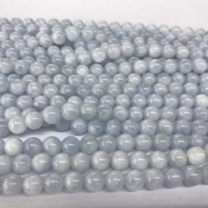 Shop Blue Calcite Beads! Natural Light Blue Calcite 8mm -10mm Round Genuine Gemstone Beads 15 inch Jewelry Supply Bracelet Necklace Material Support Wholesale | Natural genuine round Blue Calcite beads for beading and jewelry making.  #jewelry #beads #beadedjewelry #diyjewelry #jewelrymaking #beadstore #beading #affiliate #ad