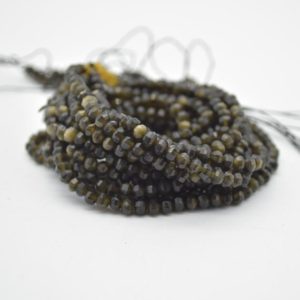 Shop Obsidian Faceted Beads! High Quality Grade A Natural Golden Sheen Obsidian Semi-precious Gemstone FACETED Lantern style Round Beads – 3mm – Approx 15.5" strand | Natural genuine faceted Obsidian beads for beading and jewelry making.  #jewelry #beads #beadedjewelry #diyjewelry #jewelrymaking #beadstore #beading #affiliate #ad