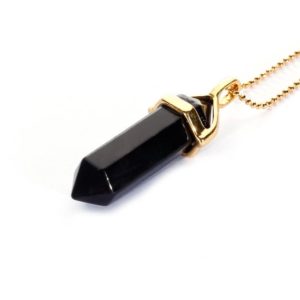 Shop Obsidian Pendants! Obsidian Pendulum Pendant Healing Point Size 40x8mm w/Chain | Natural genuine Obsidian pendants. Buy crystal jewelry, handmade handcrafted artisan jewelry for women.  Unique handmade gift ideas. #jewelry #beadedpendants #beadedjewelry #gift #shopping #handmadejewelry #fashion #style #product #pendants #affiliate #ad