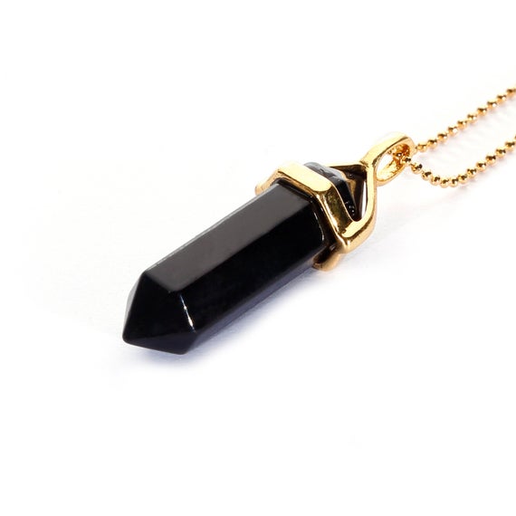 Obsidian Pendulum Pendant Healing Point Size 40x8mm W/chain