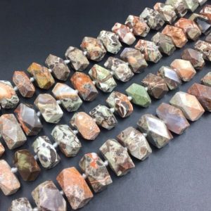 Faceted Ocean Jasper Beads Chunky Brown Ocean Jasper Barrel Beads Center Drilled Nugget Beads Focal Pendant Jewelry Beads 15.5" full strand | Natural genuine beads Gemstone beads for beading and jewelry making.  #jewelry #beads #beadedjewelry #diyjewelry #jewelrymaking #beadstore #beading #affiliate #ad