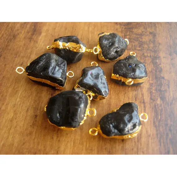 Raw Black Onyx Connectors, Raw Gemstone Connectors, Natural Black Onyx Connectors, Black Onyx Rough, 5 Pieces, 22mm To 28mm Approx