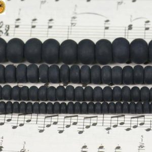 Shop Onyx Rondelle Beads! Black Onyx Matte Rondelle Beads, 2x4mm 4x6mm 5x8mm 6x10mm 8x12mm 10x14mm For Choice, 15" Full Strand | Natural genuine rondelle Onyx beads for beading and jewelry making.  #jewelry #beads #beadedjewelry #diyjewelry #jewelrymaking #beadstore #beading #affiliate #ad