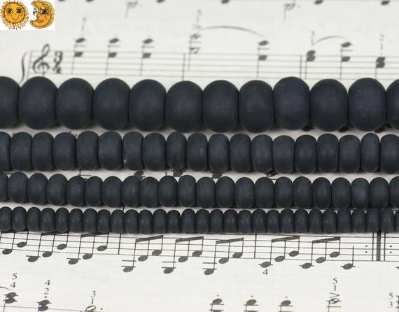 Black Onyx Matte Rondelle Beads, 2x4mm 4x6mm 5x8mm 6x10mm 8x12mm  10x14mm For Choice,15" Full Strand