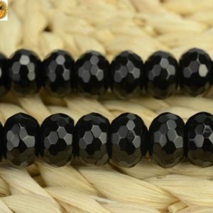 Shop Onyx Rondelle Beads! Black Onyx,15 inch strand of natural Black onyx faceted(128 faces) rondelle beads 4x6mm 5x8mm 6x10mm 8x12mm for Choice | Natural genuine rondelle Onyx beads for beading and jewelry making.  #jewelry #beads #beadedjewelry #diyjewelry #jewelrymaking #beadstore #beading #affiliate #ad