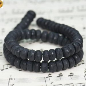 Shop Onyx Rondelle Beads! Black Onyx,15 inch full strand natural Black onyx matte faceted(128 faces) rondelle beads 4x6mm 5x8mm 6x10mm & 8x12mm for Choice | Natural genuine rondelle Onyx beads for beading and jewelry making.  #jewelry #beads #beadedjewelry #diyjewelry #jewelrymaking #beadstore #beading #affiliate #ad