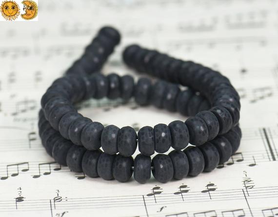 Black Onyx,15 Inch Full Strand Natural Black Onyx Matte Faceted(128 Faces) Rondelle Beads 4x6mm 5x8mm 6x10mm & 8x12mm For Choice
