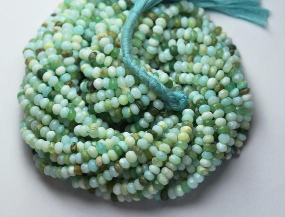 13 Inch Strand,natural Peruvian Blue Opal Faceted Rondelles Shape Beads,size 3.5mm