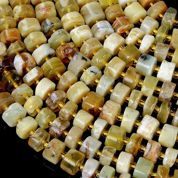 8x6-8x4mm Yellow Opal Gemstone Cylinder Wheel Tube  Loose Beads (s1)