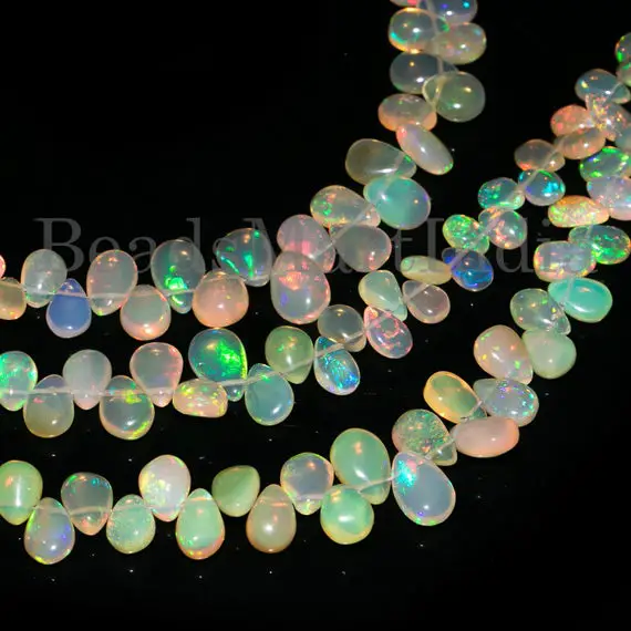 Aaa Ethiopian Opal  Pear Shape Plain Beads, 4x6-5x8mm Opal Plain Beads, Ethiopian Opal Plain Beads, Fire Opal Beads, Welo Opal Beads