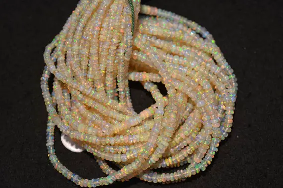 16 Inches 3mm To 3.5mm Natural Ethiopian Welo Opal Beads, Ethiopian Opal Plain Rondelle Beads, Opal Rondelles, G174