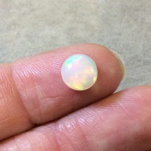 Shop Opal Round Beads! High Quality Round Smooth Red/Org/Green Pinfire Ethiopian Opal Flat Back Cab "8RB"- Measuring 8mm, 4.3mm Dome Height – Natural Gemstone Cab | Natural genuine round Opal beads for beading and jewelry making.  #jewelry #beads #beadedjewelry #diyjewelry #jewelrymaking #beadstore #beading #affiliate #ad