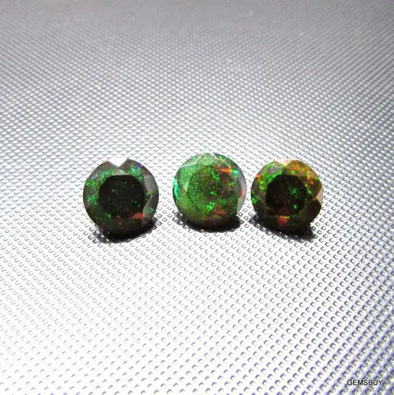 1 Pieces 8mm Black Opal Faceted Round Loose Gemstone, Black Opal Round Faceted Aaa Quality Gemstone.....