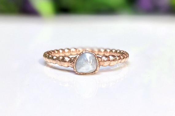 Freshwater Pearl Ring, June Birthstone Ring, Pearl Engagement Ring, Pearl Promise Ring, Pearl Jewelry, Gold Stacking Ring, Beaded Boho Ring
