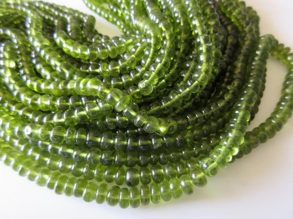 Beautiful Natural Rare Aaa Peridot Smooth Rondelle Bead Wholesale Gemstones 4mm To 7mm Beads Sold As 9 Inch/18 Inch Sku2767/2