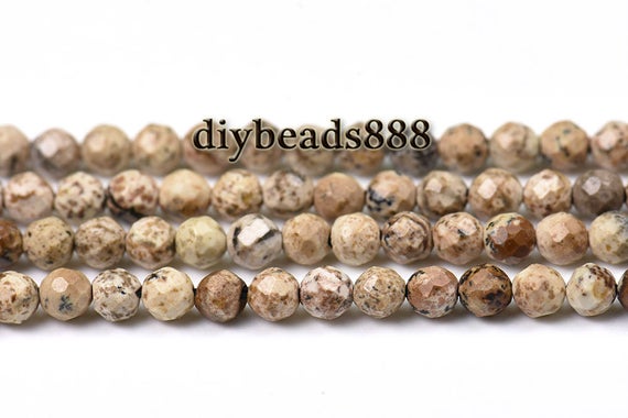 Picture Jasper,15 Inch Full Strand Picture Jasper Faceted Round Beads 2mm 3mm For Choice