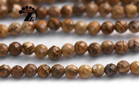 Picture Jasper,faceted(128 Faces) Round Beads,natural Gemstone Micro Faceted Round Loose Beads, Wholesale Supply, 8mm ,15" Full Strand