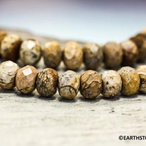 Shop Picture Jasper Faceted Beads! M/ Picture Jasper 12mm Faceted Rondelle 40pc 16" Strand Genuine Natural Earthy Brown Color stone Each Bead has unique pattern AAA Quality | Natural genuine faceted Picture Jasper beads for beading and jewelry making.  #jewelry #beads #beadedjewelry #diyjewelry #jewelrymaking #beadstore #beading #affiliate #ad