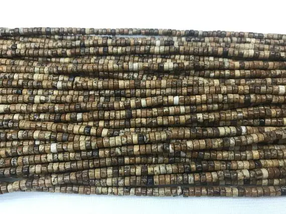 Natural Picture Jasper 2x4mm Heishi Brown Landscape Gemstone Loose Beads 15 Inch Jewelry Supply Bracelet Necklace Material Support Wholesale