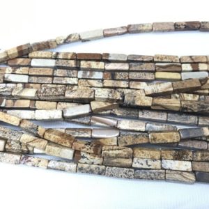 Shop Picture Jasper Bead Shapes! Natural Picture Jasper 4x13mm Cuboid Brown Landscape Gemstone Loose Tube Beads 15 inch Jewelry Supply Bracelet Necklace Material Support | Natural genuine other-shape Picture Jasper beads for beading and jewelry making.  #jewelry #beads #beadedjewelry #diyjewelry #jewelrymaking #beadstore #beading #affiliate #ad