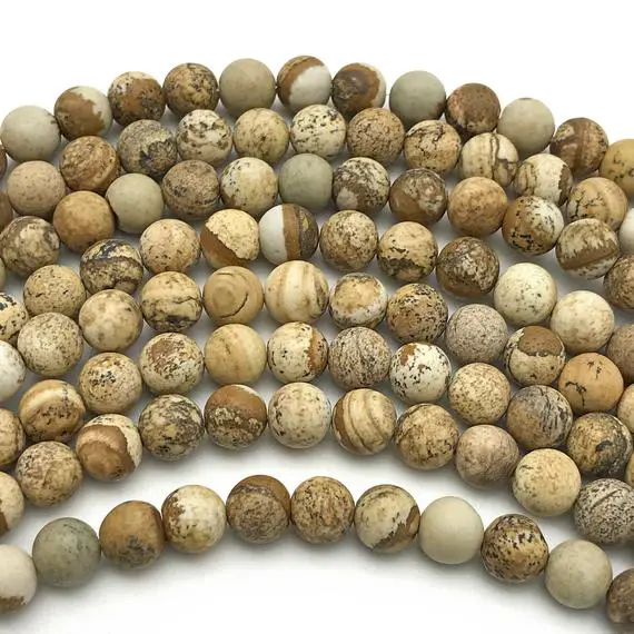 8mm Matte Picture Jasper Beads, Round Gemstone Beads, Wholesale Beads