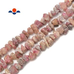 Shop Pink Tourmaline Beads! Pink Tourmaline Rough Nugget Chunks Center Drill Beads 5x15mm 15.5" Strand | Natural genuine beads Pink Tourmaline beads for beading and jewelry making.  #jewelry #beads #beadedjewelry #diyjewelry #jewelrymaking #beadstore #beading #affiliate #ad