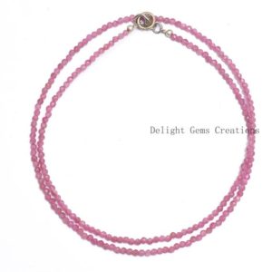 Shop Pink Tourmaline Necklaces! Pink Tourmaline Faceted Bead Necklace, 2.5mm Pink Tourmaline Micro Faceted Beads Necklace, Minimalist Necklace,Tourmaline 18 Inch Necklace | Natural genuine Pink Tourmaline necklaces. Buy crystal jewelry, handmade handcrafted artisan jewelry for women.  Unique handmade gift ideas. #jewelry #beadednecklaces #beadedjewelry #gift #shopping #handmadejewelry #fashion #style #product #necklaces #affiliate #ad