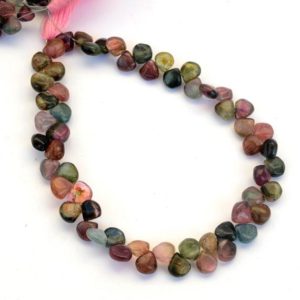 Shop Pink Tourmaline Bead Shapes! Multi Tourmaline Heart Shaped Smooth Briolette Beads, 6mm Green/Pink Tourmaline Briolettes Beads, Sold As 8 Inch Strand, GDS2073 | Natural genuine other-shape Pink Tourmaline beads for beading and jewelry making.  #jewelry #beads #beadedjewelry #diyjewelry #jewelrymaking #beadstore #beading #affiliate #ad