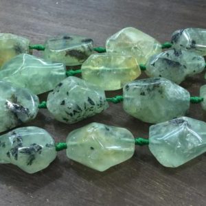 Faceted Large Prehnite Nuggets Green Prehnite Gemstone Nugget Beads Polished Free Form Drilled Loose Prehnite Beads 15.5" Full Strand | Natural genuine chip Prehnite beads for beading and jewelry making.  #jewelry #beads #beadedjewelry #diyjewelry #jewelrymaking #beadstore #beading #affiliate #ad