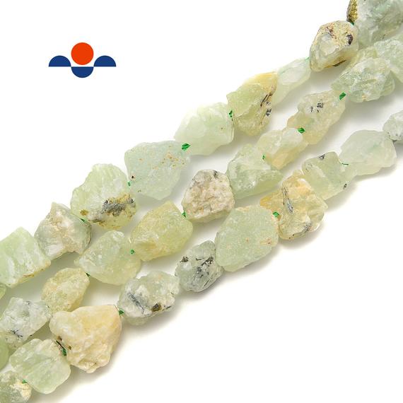 Prehnite Rough Nugget Chunks Side Drill Beads Approx 9x12mm 15.5" Strand