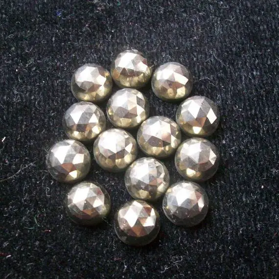 10 Pieces 4mm Golden Pyrite Rosecut Cabochon Round Gemstone, Golden Pyrite Round Rose Cut, Pyrite Rose Cut Round Faceted, Rosecut
